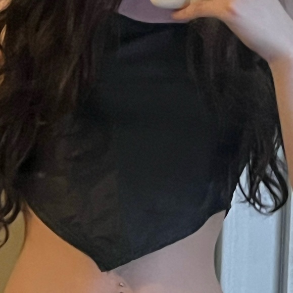 Faux leather halter tie bandana top - Picture 2 of 3